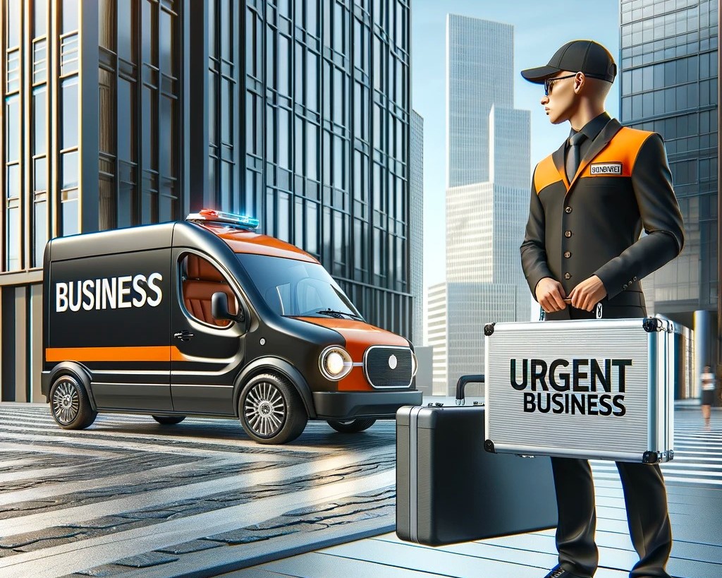 A depiction of urgent business delivery services provided by Courier Near Me in the UK.